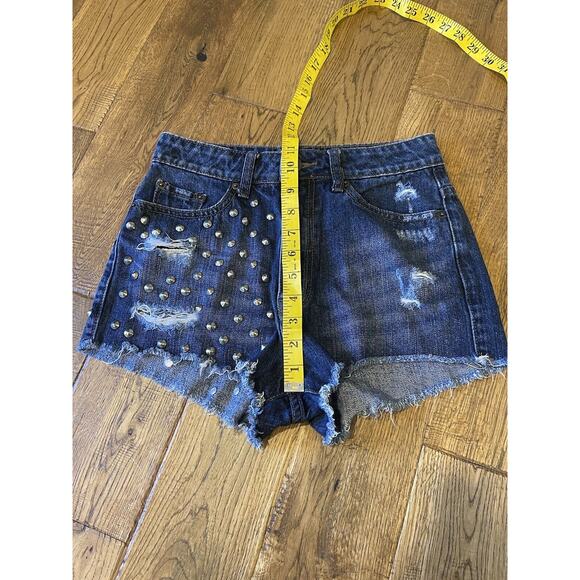 BDG Urban Outfitters Denim High Rise Cheeky Studded Cutoff Shorts Women's Sz 26 - Picture 7 of 8